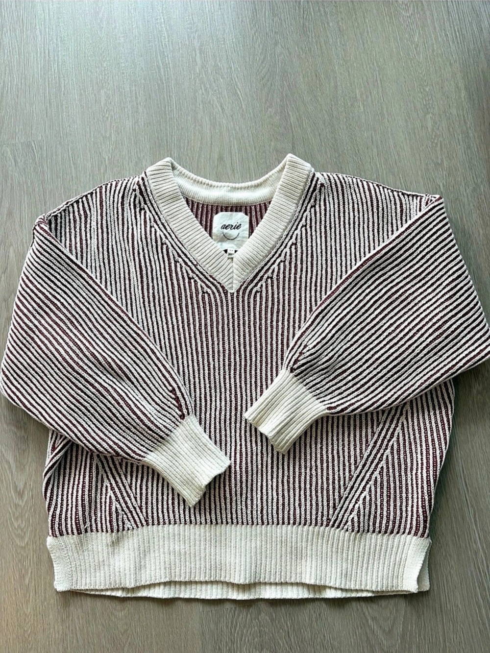 Aerie striped v neck sweater